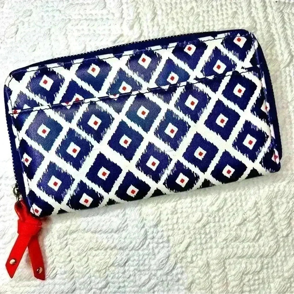 Bolton’s Wallet Purse | Blue and Red Diamond on White Design - Picture 1 of 3